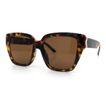 Womens Metal Ribbon Trim Oversized Rectangle Designer Fashion Sunglasses