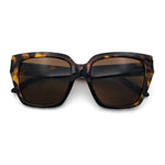 Womens Metal Ribbon Trim Oversized Rectangle Designer Fashion Sunglasses