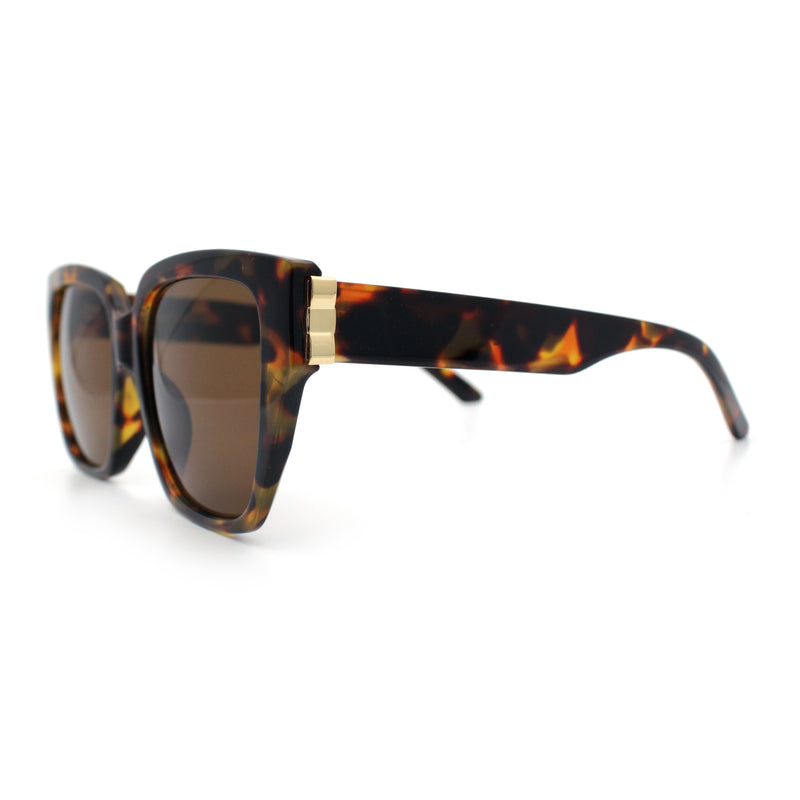 Womens Metal Ribbon Trim Oversized Rectangle Designer Fashion Sunglasses