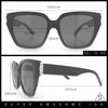 Womens Metal Ribbon Trim Oversized Rectangle Designer Fashion Sunglasses