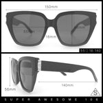 Womens Metal Ribbon Trim Oversized Rectangle Designer Fashion Sunglasses