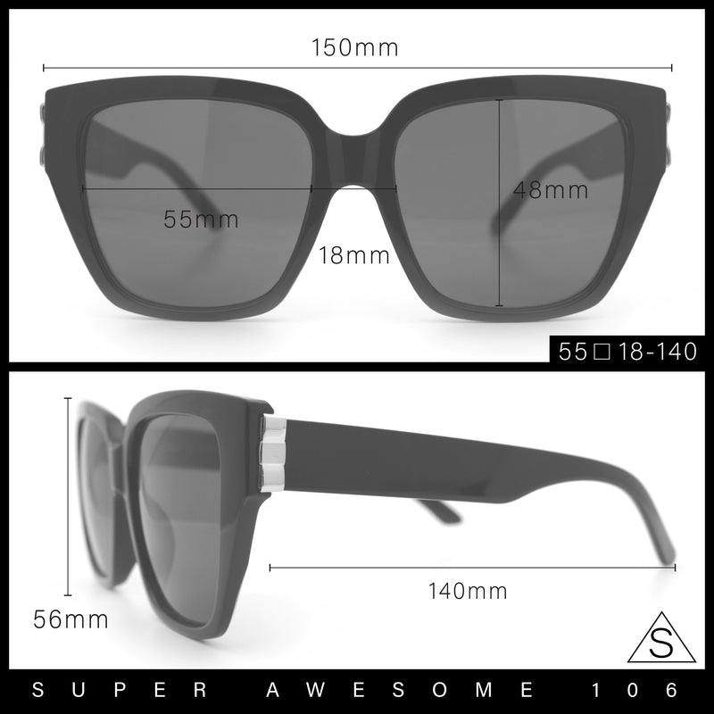 Womens Metal Ribbon Trim Oversized Rectangle Designer Fashion Sunglasses