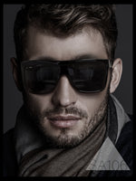 SA106® All Black Lemo Super Dark Flat Top Mob Oversized Rectangular Sunglasses