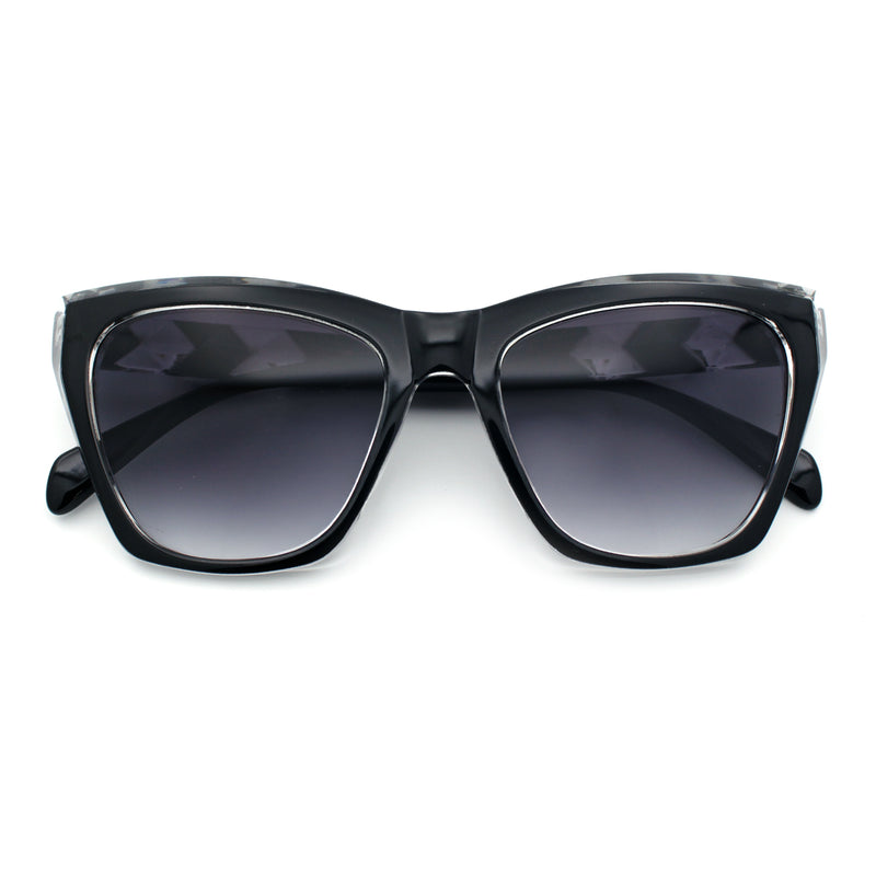 Womens Oversized Thick Plastic Cat Eye Rectangular Fashion Sunglasses