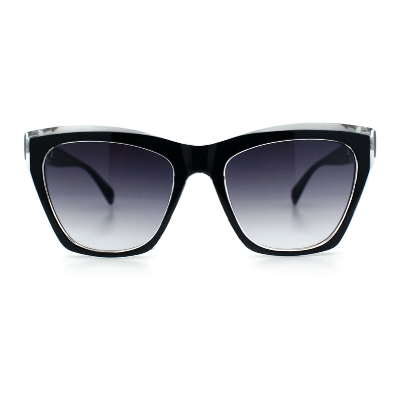 Womens Oversized Thick Plastic Cat Eye Rectangular Fashion Sunglasses