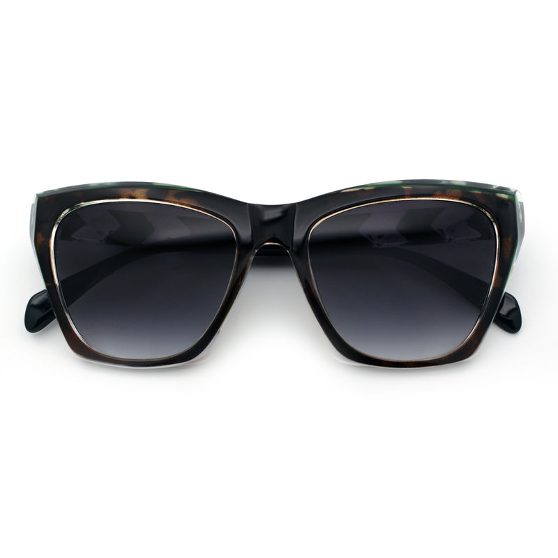 Womens Oversized Thick Plastic Cat Eye Rectangular Fashion Sunglasses