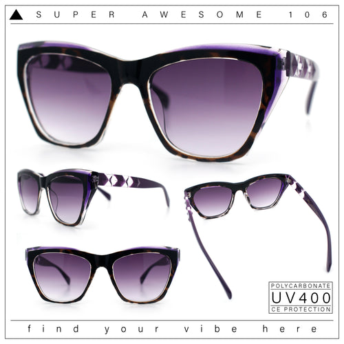 Womens Oversized Thick Plastic Cat Eye Rectangular Fashion Sunglasses