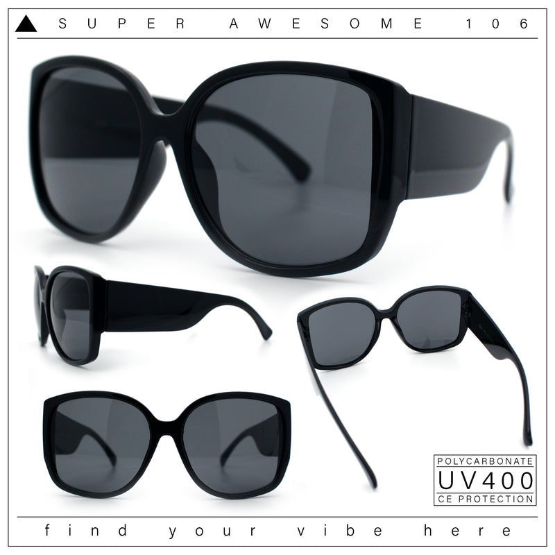 Womens Oversized Thick Temple Butterfly Designer Fashion Sunglasses