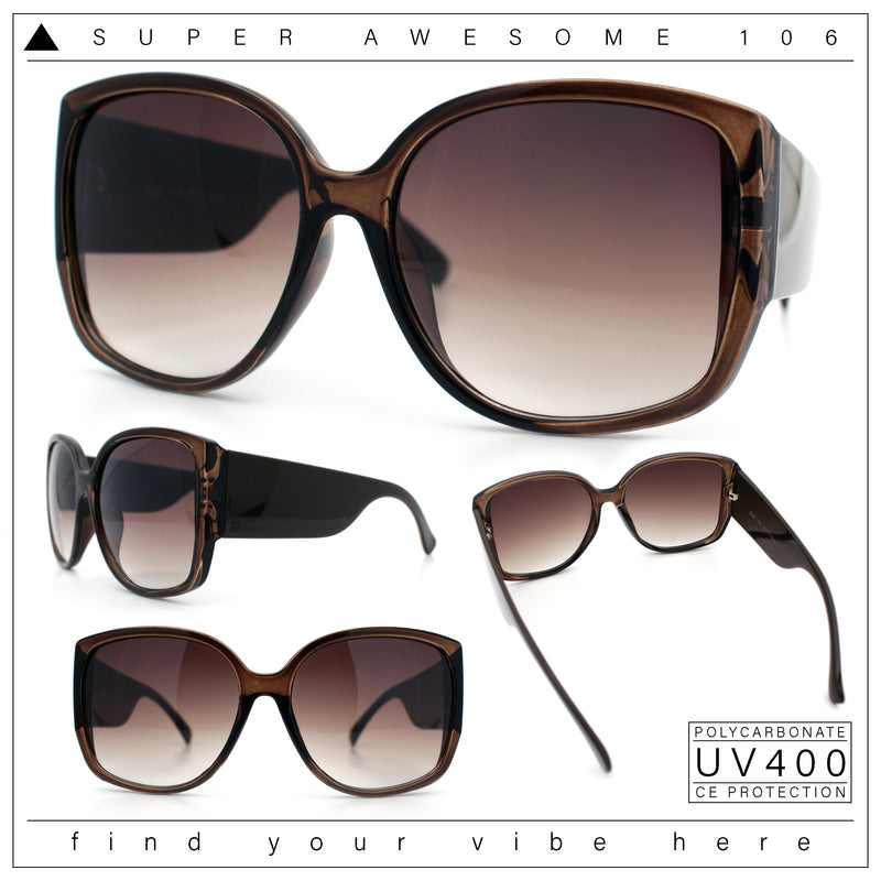 Womens Oversized Thick Temple Butterfly Designer Fashion Sunglasses