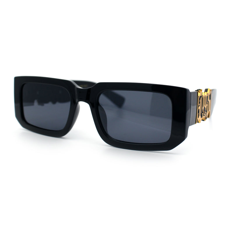 Locs Bold Gothic Logo All Black Gangster Shade Plastic Sunglasses