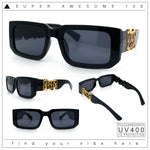 Locs Bold Gothic Logo All Black Gangster Shade Plastic Sunglasses