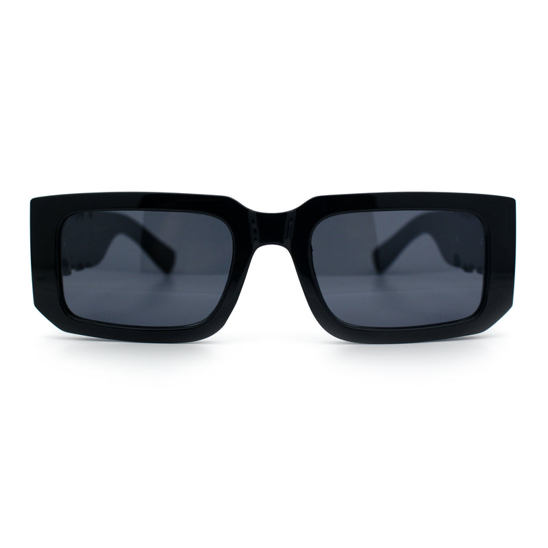 Locs Bold Gothic Logo All Black Gangster Shade Plastic Sunglasses