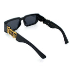 Locs Bold Gothic Logo All Black Gangster Shade Plastic Sunglasses