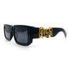 Locs Bold Gothic Logo All Black Gangster Shade Plastic Sunglasses