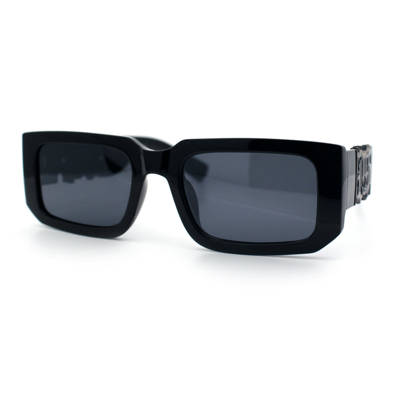 Locs Bold Gothic Logo All Black Gangster Shade Plastic Sunglasses