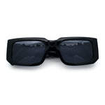 Locs Bold Gothic Logo All Black Gangster Shade Plastic Sunglasses