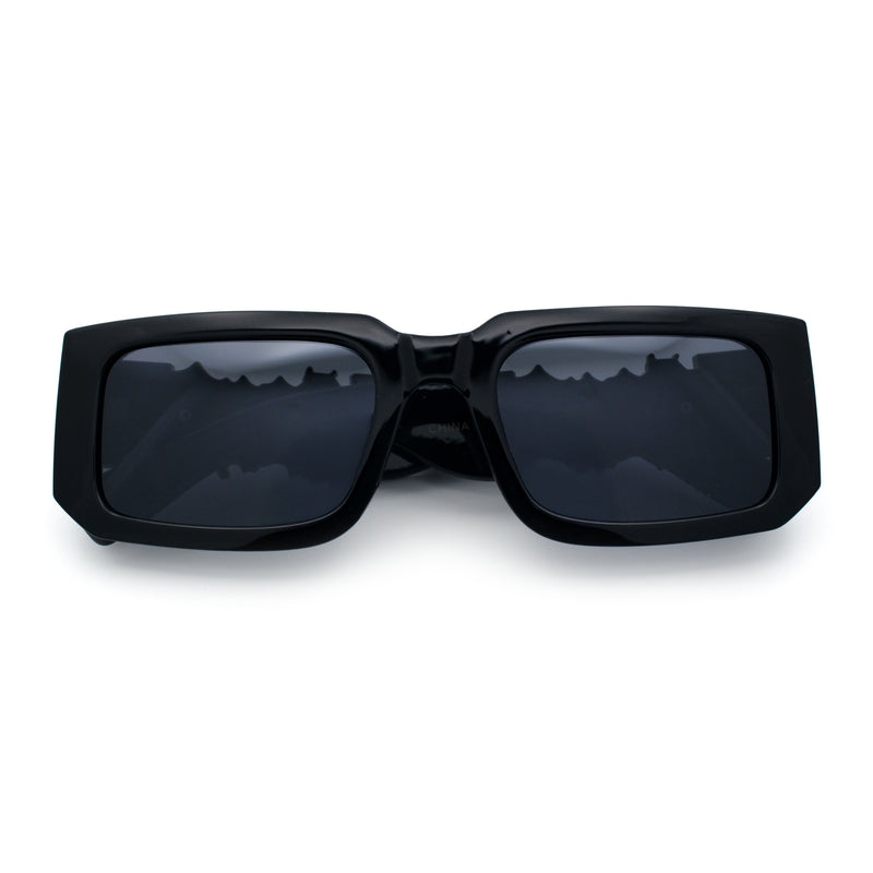 Locs Bold Gothic Logo All Black Gangster Shade Plastic Sunglasses