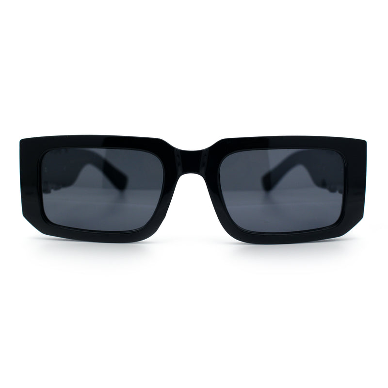 Locs Bold Gothic Logo All Black Gangster Shade Plastic Sunglasses