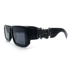 Locs Bold Gothic Logo All Black Gangster Shade Plastic Sunglasses