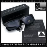 Locs Bold Gothic Logo All Black Gangster Shade Plastic Sunglasses