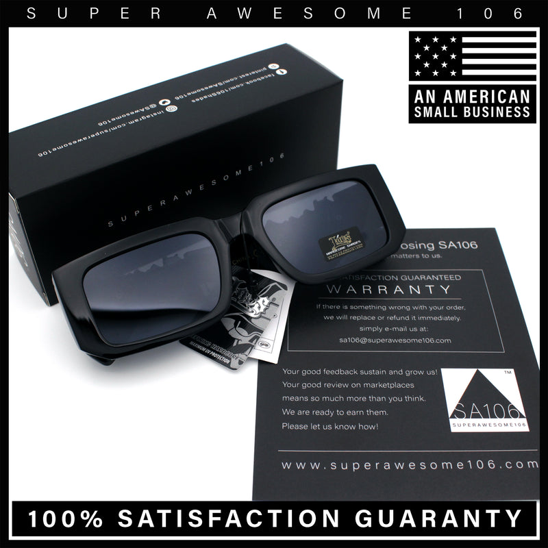 Locs Bold Gothic Logo All Black Gangster Shade Plastic Sunglasses