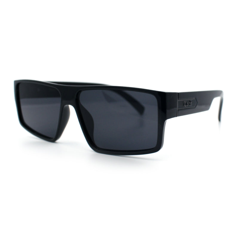 Locs All Black Flat Top Rectangle Plastic Gangster Fashion Sunglasses