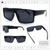 Locs All Black Flat Top Rectangle Plastic Gangster Fashion Sunglasses