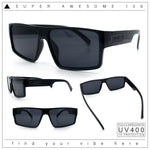 Locs All Black Flat Top Rectangle Plastic Gangster Fashion Sunglasses