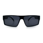 Locs All Black Flat Top Rectangle Plastic Gangster Fashion Sunglasses