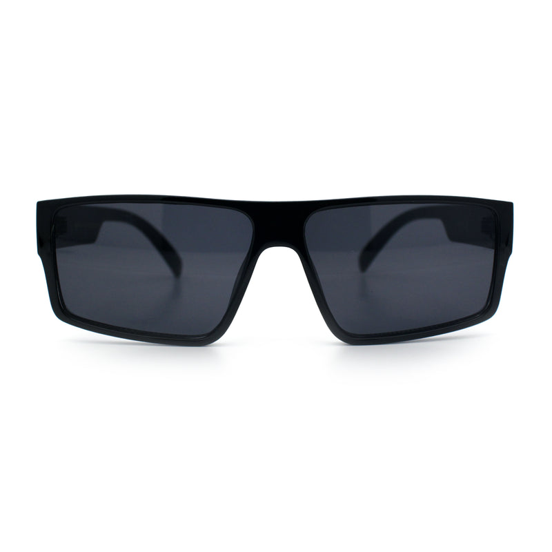 Locs All Black Flat Top Rectangle Plastic Gangster Fashion Sunglasses