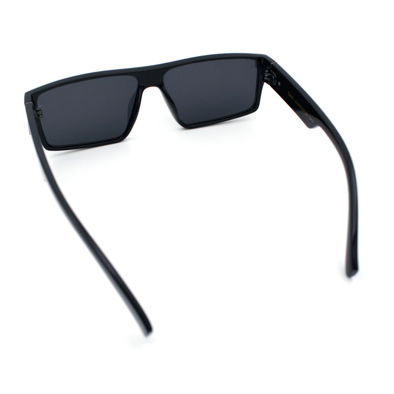 Locs All Black Flat Top Rectangle Plastic Gangster Fashion Sunglasses