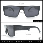 Locs All Black Flat Top Rectangle Plastic Gangster Fashion Sunglasses