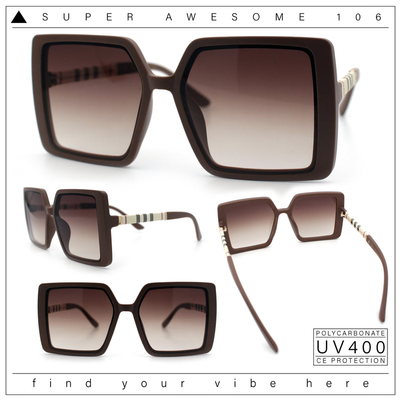 Womens Rectangle Butterfly Designer Chic Mod Plastic Sunglasses
