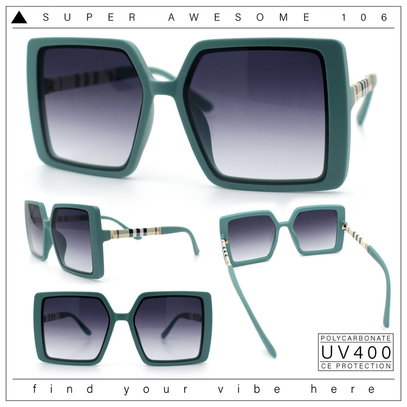 Womens Rectangle Butterfly Designer Chic Mod Plastic Sunglasses