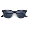 Classic Half Rim Round Horned High Temple Rectangular Sunglasses