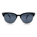 Classic Half Rim Round Horned High Temple Rectangular Sunglasses
