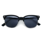 Classic Half Rim Round Horned High Temple Rectangular Sunglasses