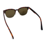 Classic Half Rim Round Horned High Temple Rectangular Sunglasses