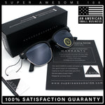 Classic Half Rim Round Horned High Temple Rectangular Sunglasses