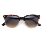 Classic Half Rim Round Horned High Temple Rectangular Sunglasses