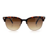 Classic Half Rim Round Horned High Temple Rectangular Sunglasses