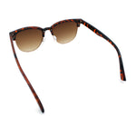 Classic Half Rim Round Horned High Temple Rectangular Sunglasses