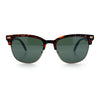 Classic Half Rim Round Horned High Temple Rectangular Sunglasses