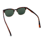 Classic Half Rim Round Horned High Temple Rectangular Sunglasses