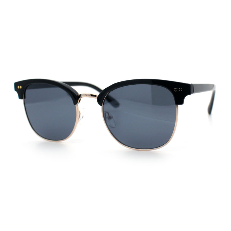 Iconic Half Rim Gentlemanly Hipster Fashion Horn Temple Sunglasses