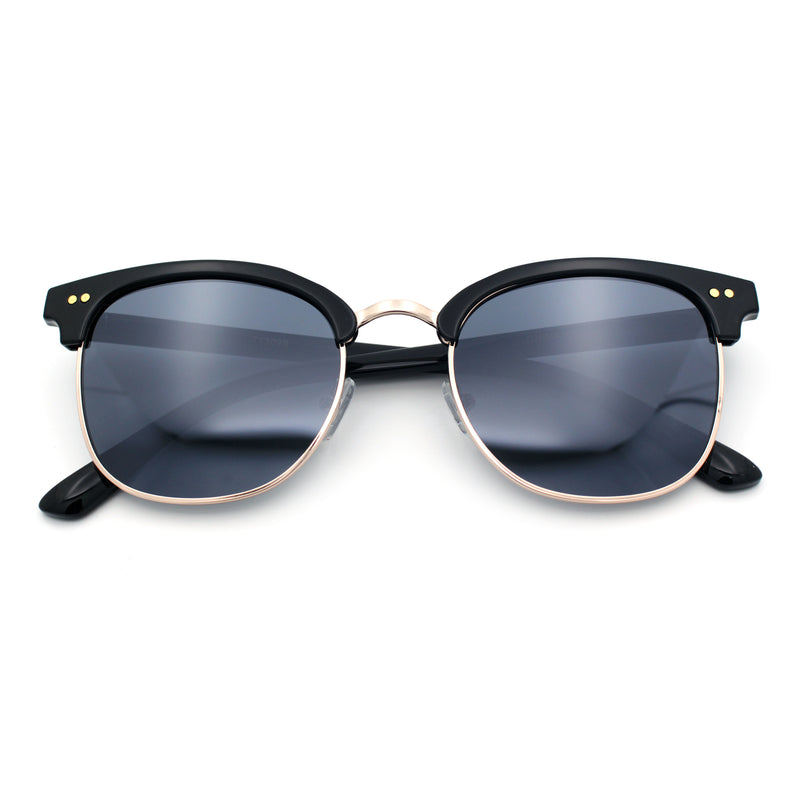 Iconic Half Rim Gentlemanly Hipster Fashion Horn Temple Sunglasses