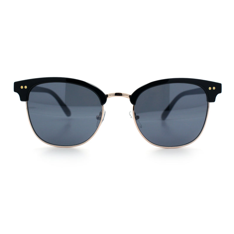 Iconic Half Rim Gentlemanly Hipster Fashion Horn Temple Sunglasses