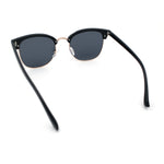 Iconic Half Rim Gentlemanly Hipster Fashion Horn Temple Sunglasses