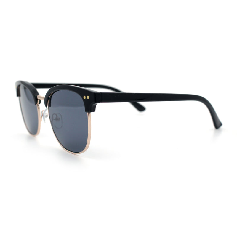 Iconic Half Rim Gentlemanly Hipster Fashion Horn Temple Sunglasses