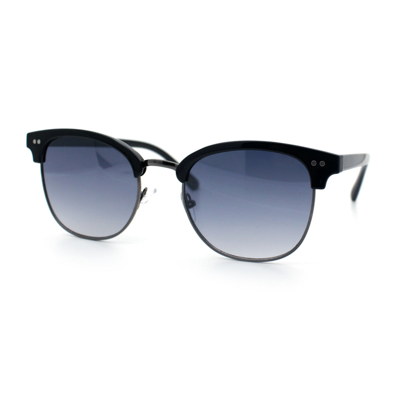 Iconic Half Rim Gentlemanly Hipster Fashion Horn Temple Sunglasses